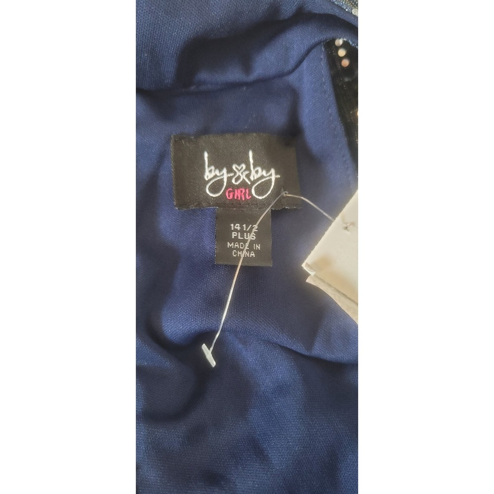 By & By Girl Navy Blue Metallic Sequin Floral Pleated‎ Party Dress 14.5 NWT - Picture 5 of 7